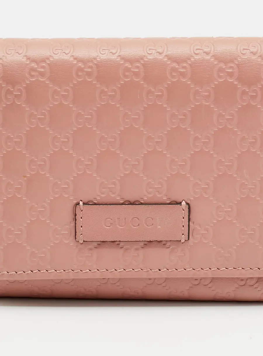 Gucci Dusty Pink Microguccissima Leather Trifold Wallet