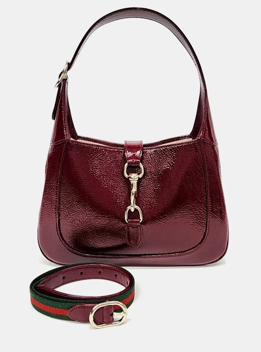 Gucci Burgundy Patent Jackie Small Shoulder Bag (782849)