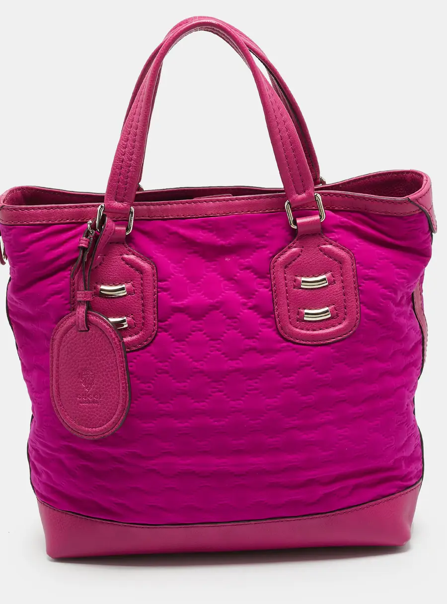 Gucci Techno Magenta GG Neoprene and Leather Tote