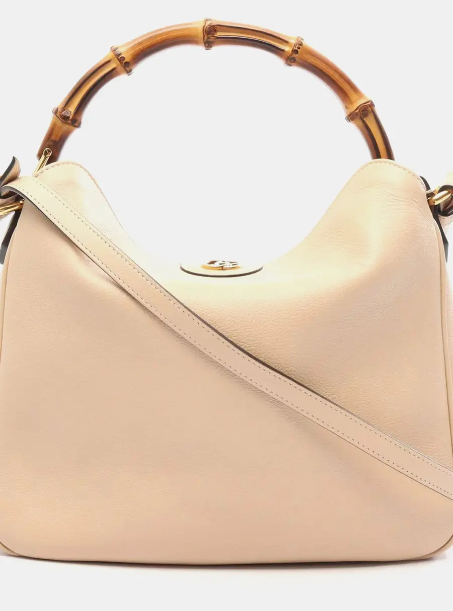 Gucci Bamboo Beige Calf Leather Top Handle Bag