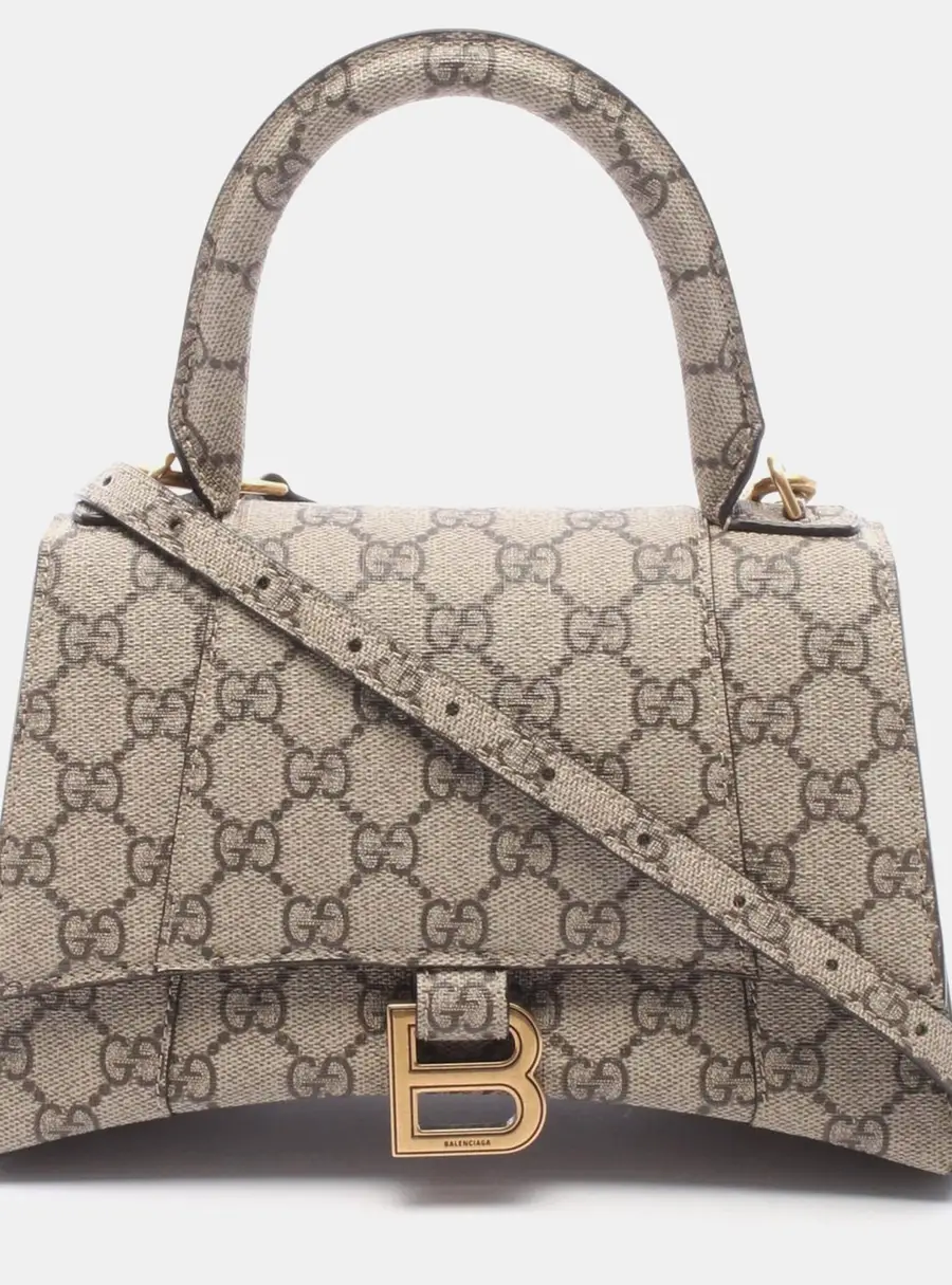 Gucci X Balenciaga The Hacker Project Hourglass Small Beige GG Supreme Top Handle Bag