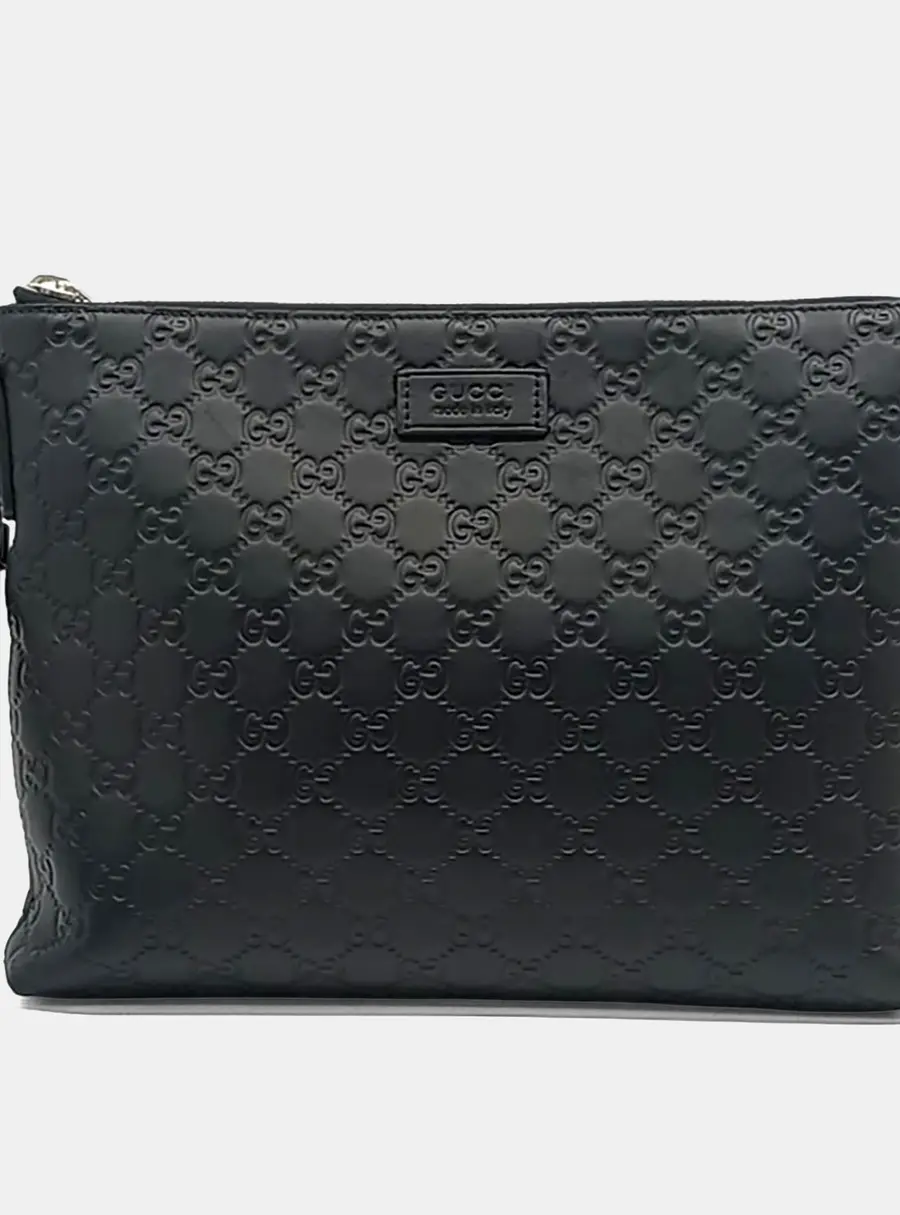 Gucci Black Leather Cima Line Clutch (473881)