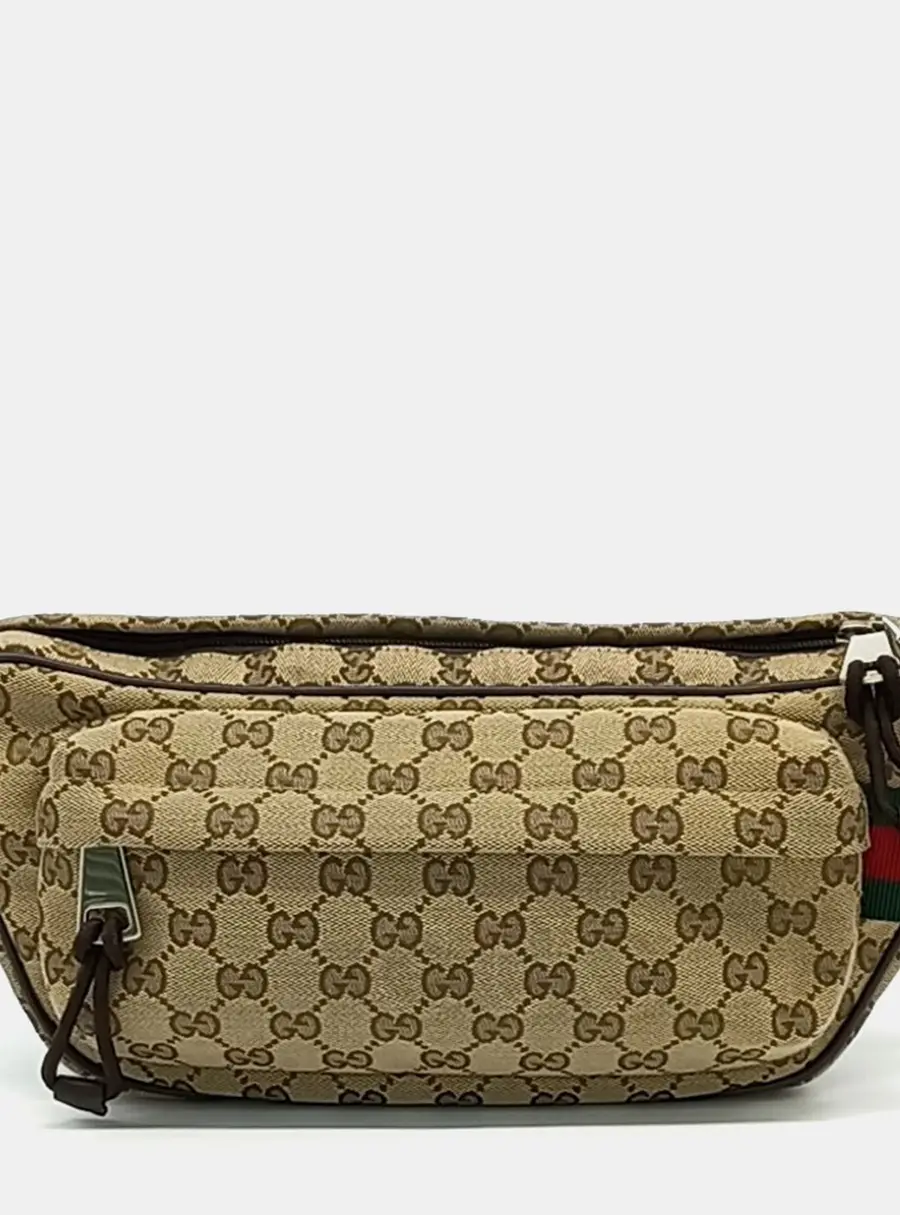 Gucci Beige Fabric Jacquard Crossbody Bag (802096)