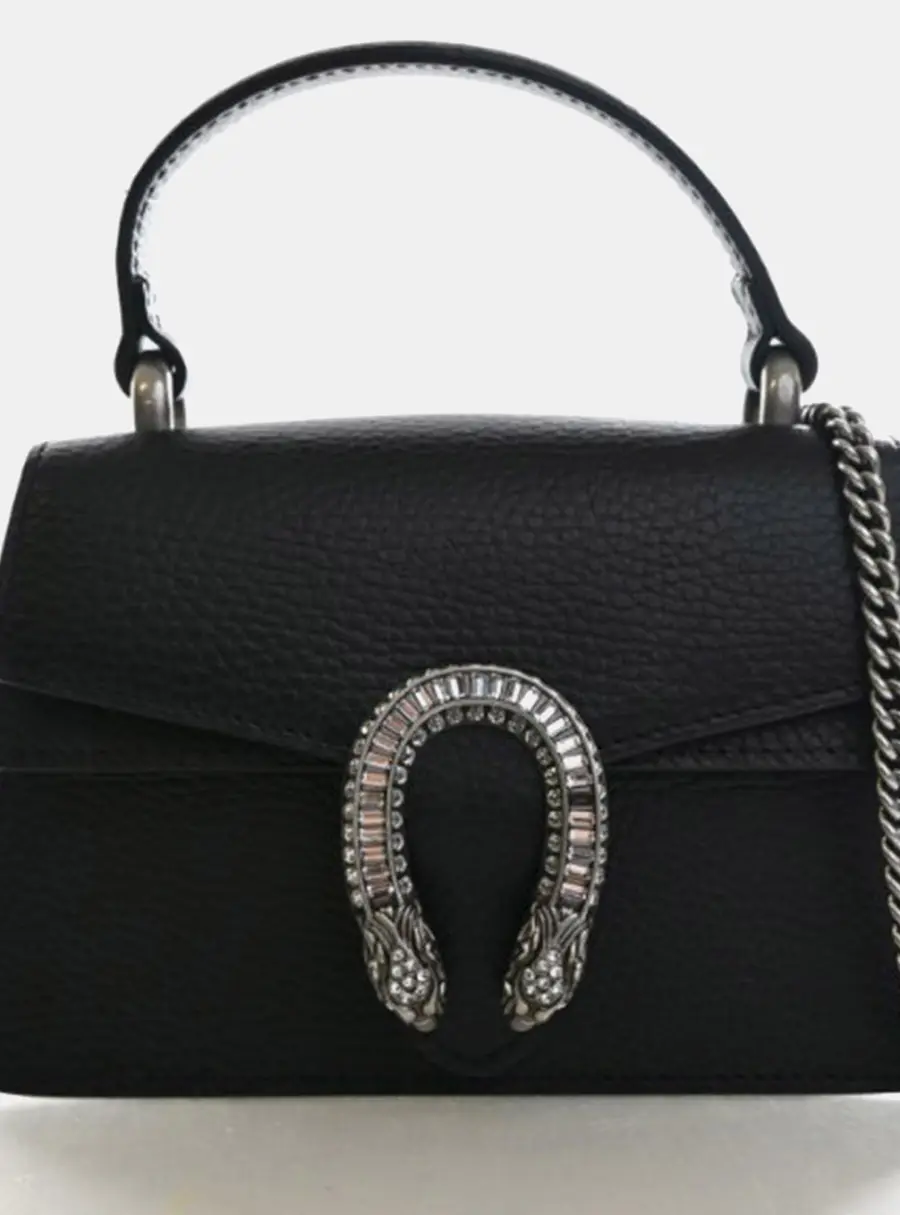 Gucci Dionysus Mini Black Dollar Calfskin Leather Top Handle Bag