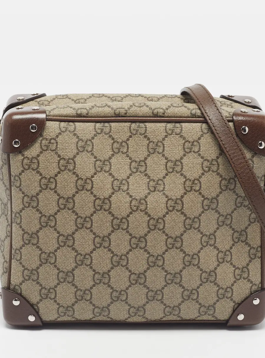 Gucci Soft Trunk Beige/Brown GG Supreme Canvas and Leather Messenger Bag