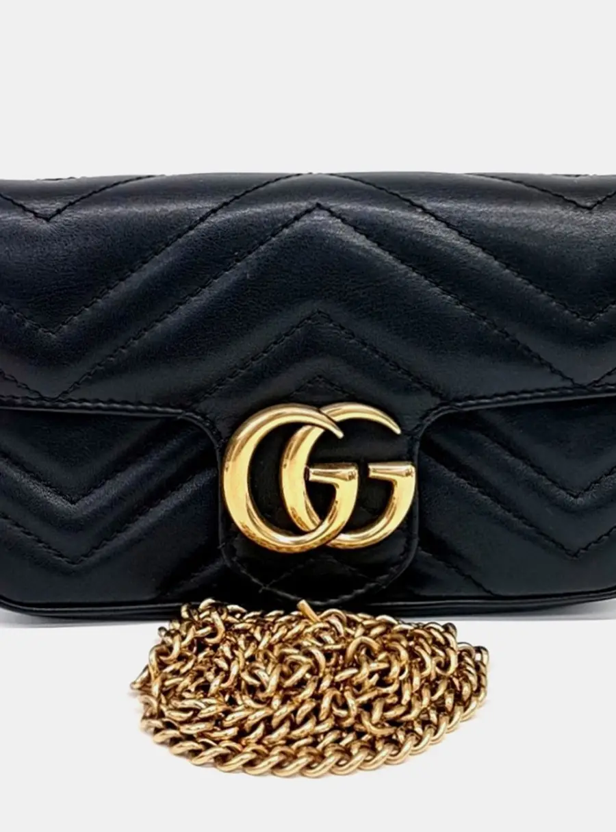 Gucci Black Leather Matras&eacute; Super Mini Crossbody Bag