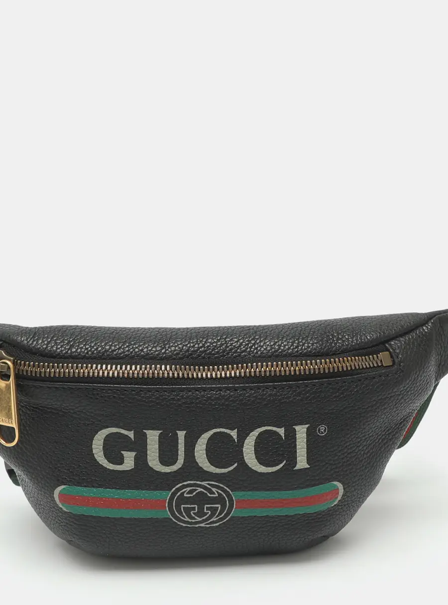Gucci Logo Small Black Leather Belt Bag
