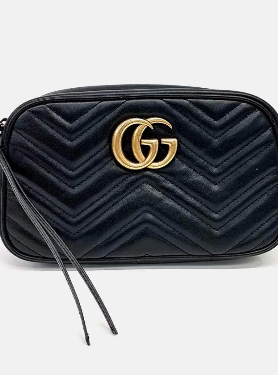 Gucci Black Leather Marmont Crossbody Bag