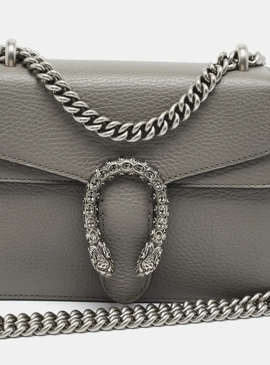 Gucci Dionysus Crystal Mini Grey Leather Shoulder Bag