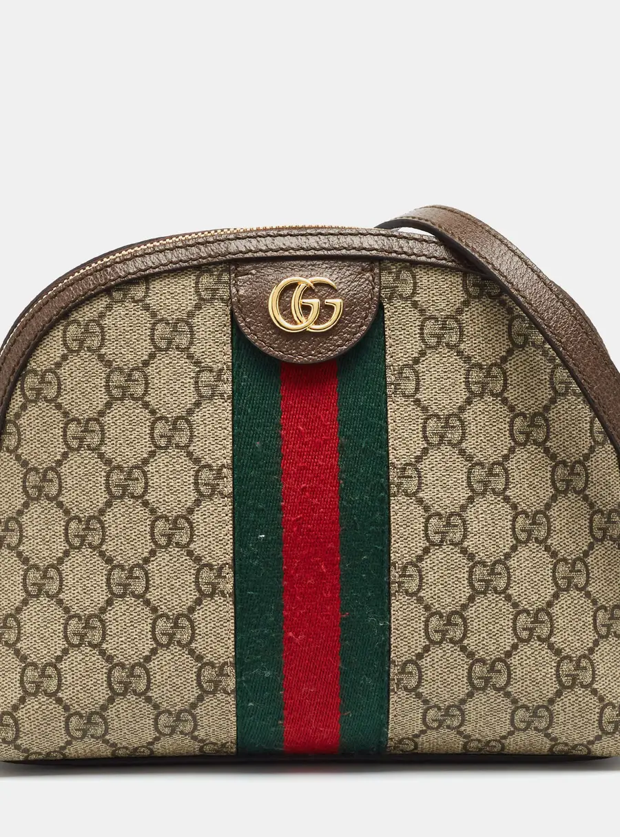 Gucci Ophidia Dome Small GG Supreme Canvas and Leather Crossbody Bag