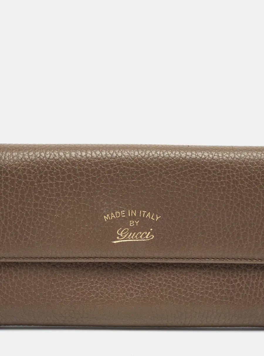Gucci Swing Grey Leather Continental Wallet
