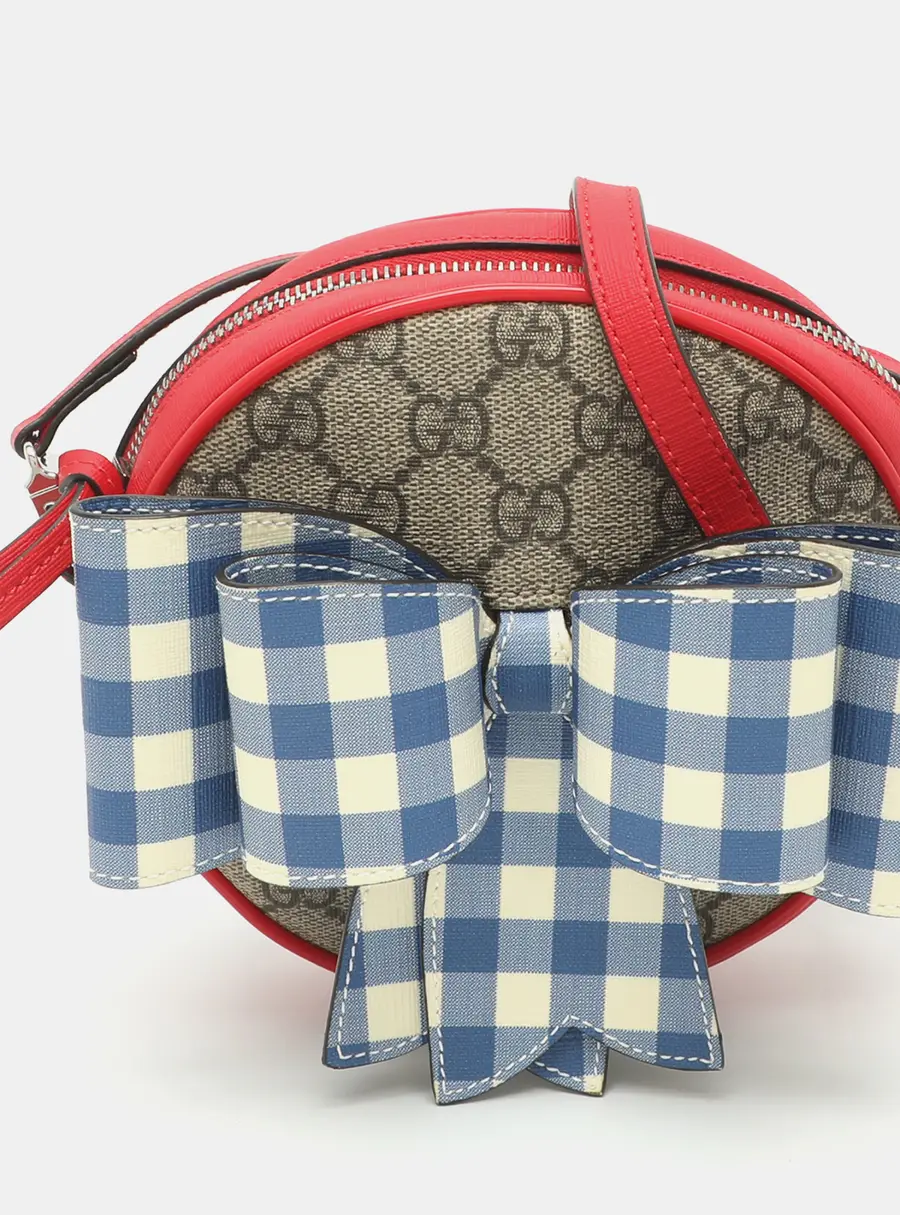 Gucci Bow Beige/Red GG Supreme Canvas and Leather Crossbody Bag