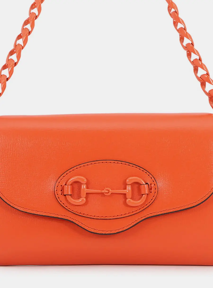 Gucci Horsebit 1955 Small Orange Leather Shoulder Bag