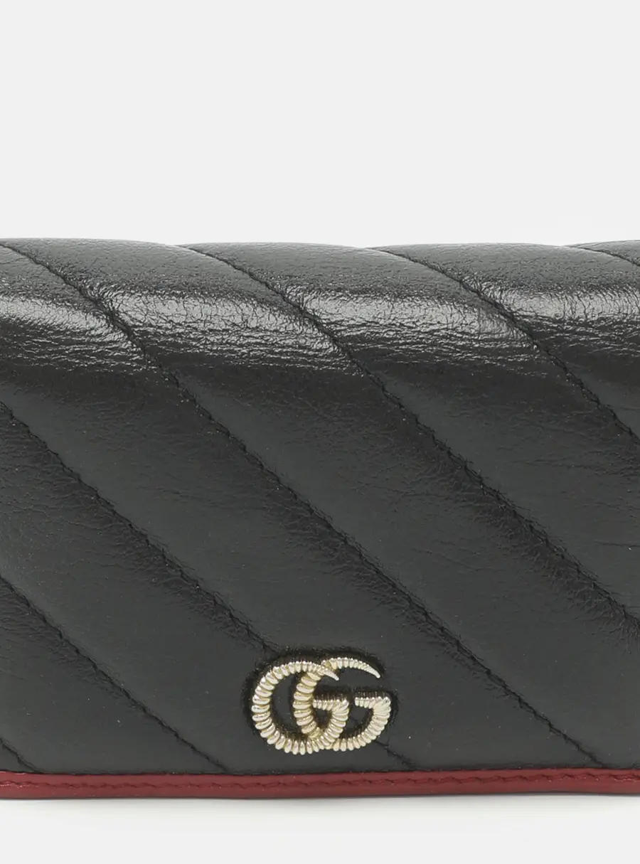 Gucci GG Marmont Black Leather Compact Wallet