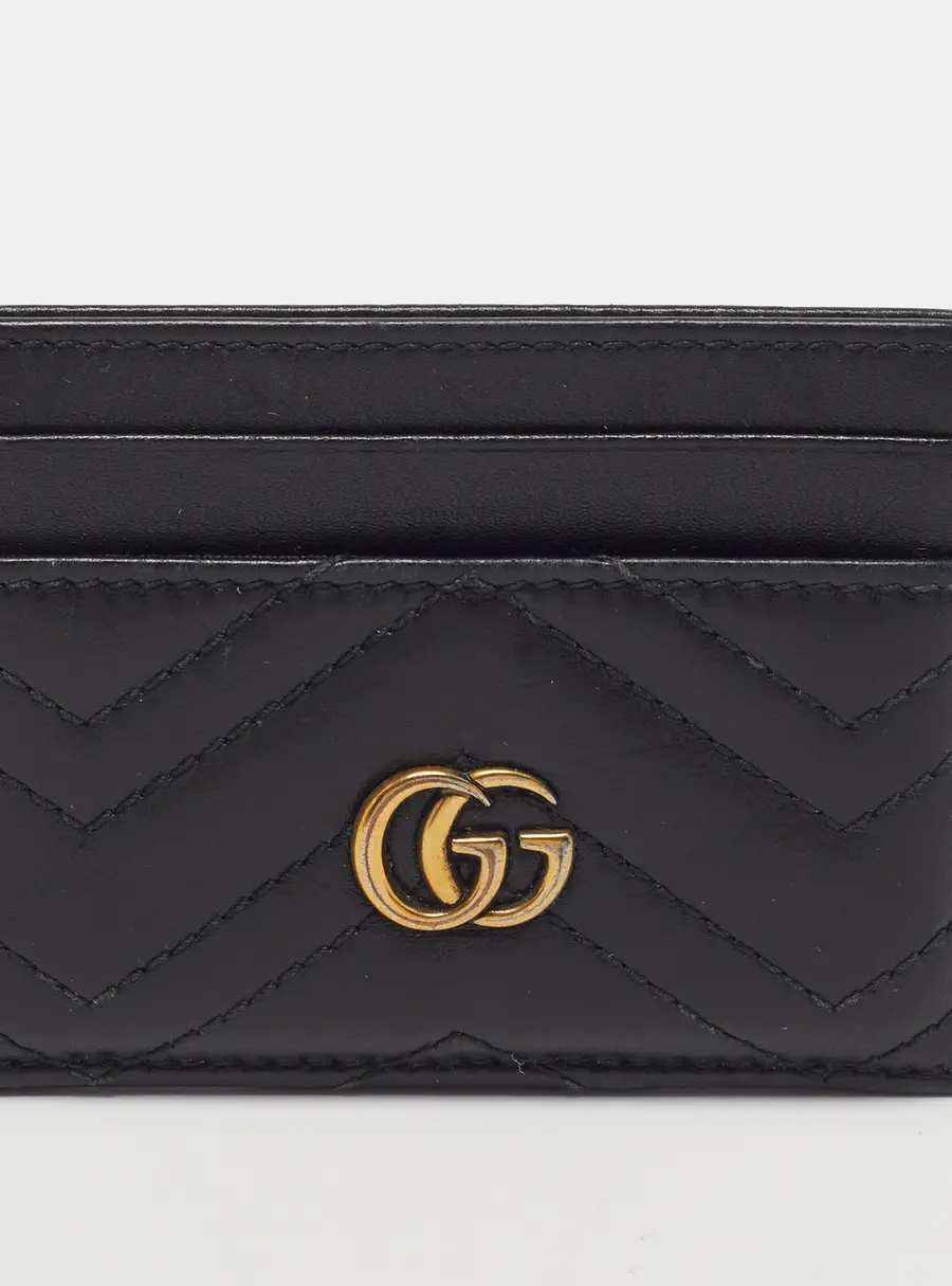 Gucci GG Marmont Black Matelassé Leather Card Holder