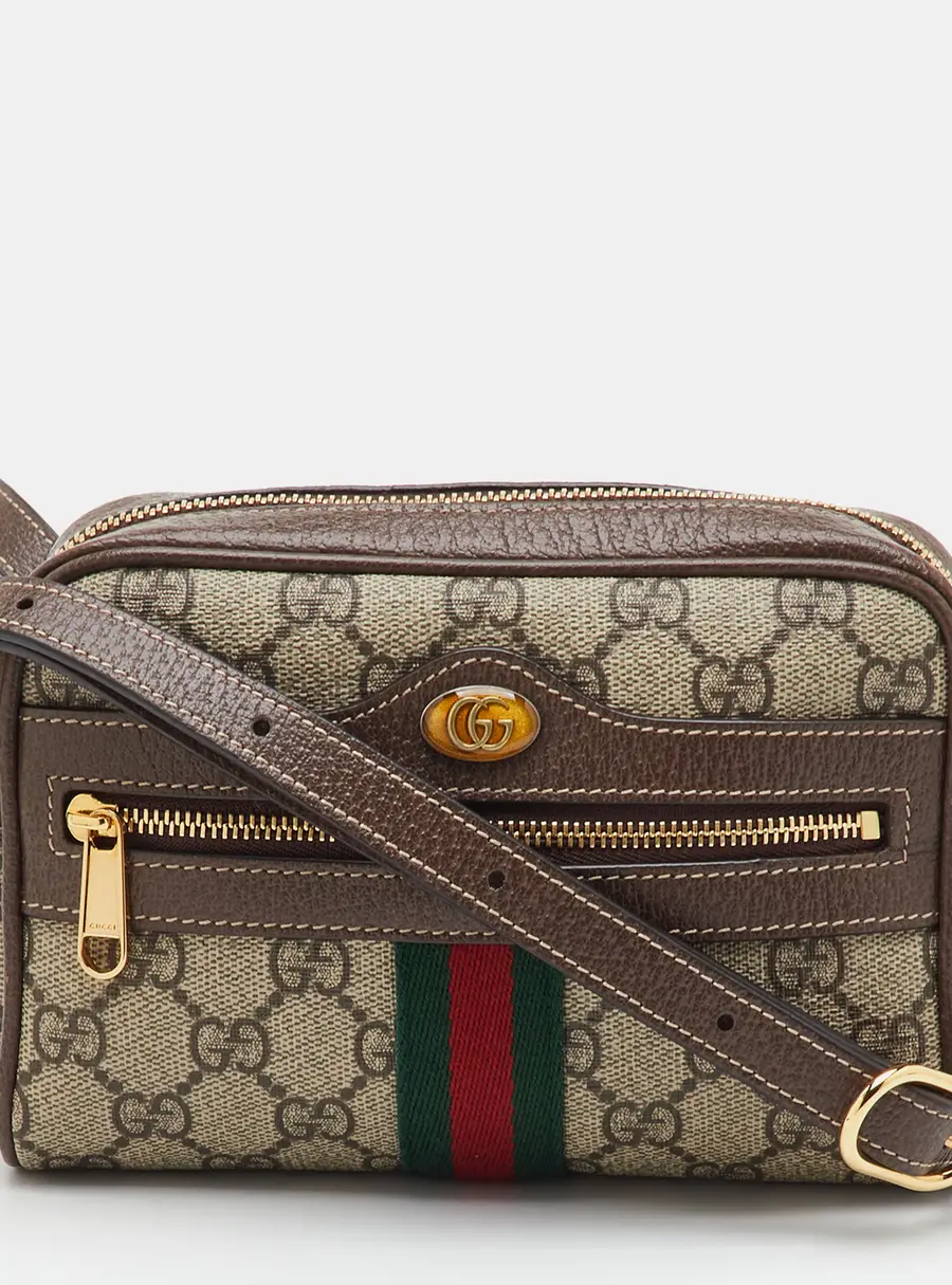 Gucci Ophidia Mini Beige/Brown GG Supreme Canvas and Leather Shoulder Bag