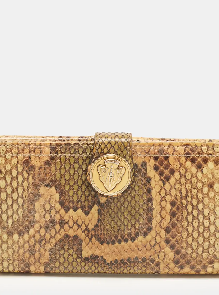 Gucci Hysteria Cream Python Continental Wallet