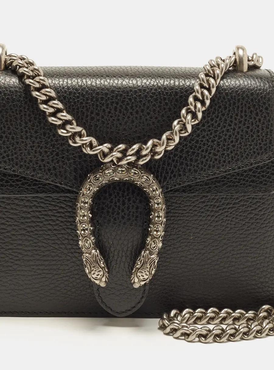 Gucci Dionysus Crystal Small Black Leather Chain Shoulder Bag