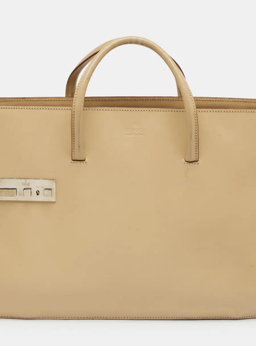 Gucci Vintage Beige Leather Briefcase