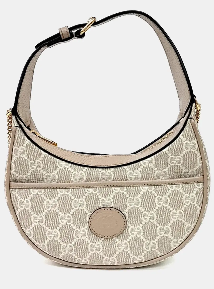 Gucci Beige PVC GG Half Moon Shape Mini Bag