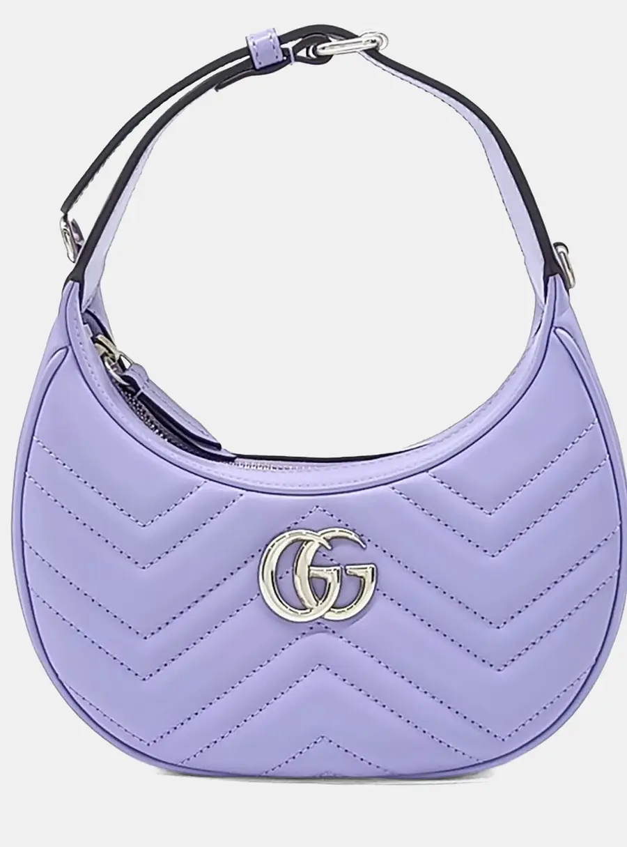 Gucci Purple Leather Marmont Half Moon Mini Shoulder Bag 699514