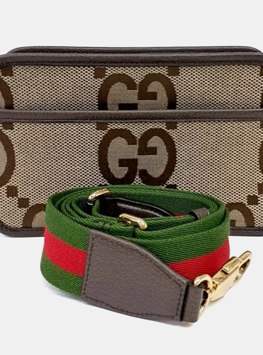 Gucci Beige Brown Fabric Jumbo GG Mini Bag (696075)