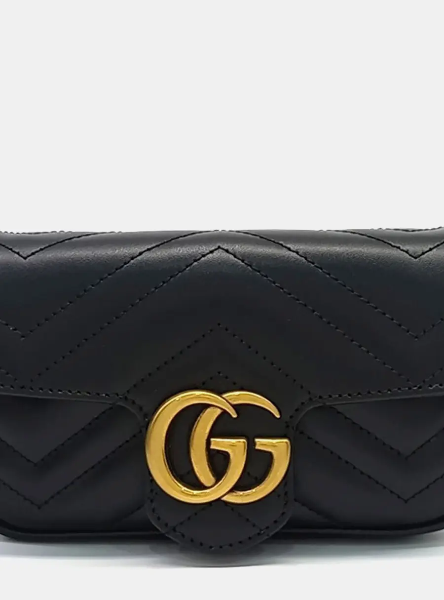 Gucci Matras&eacute; Super Black Leather Mini Crossbody Bag (476433)