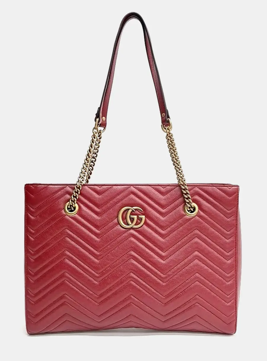 Gucci Medium Matelass&eacute; Red Leather Shoulder Bag