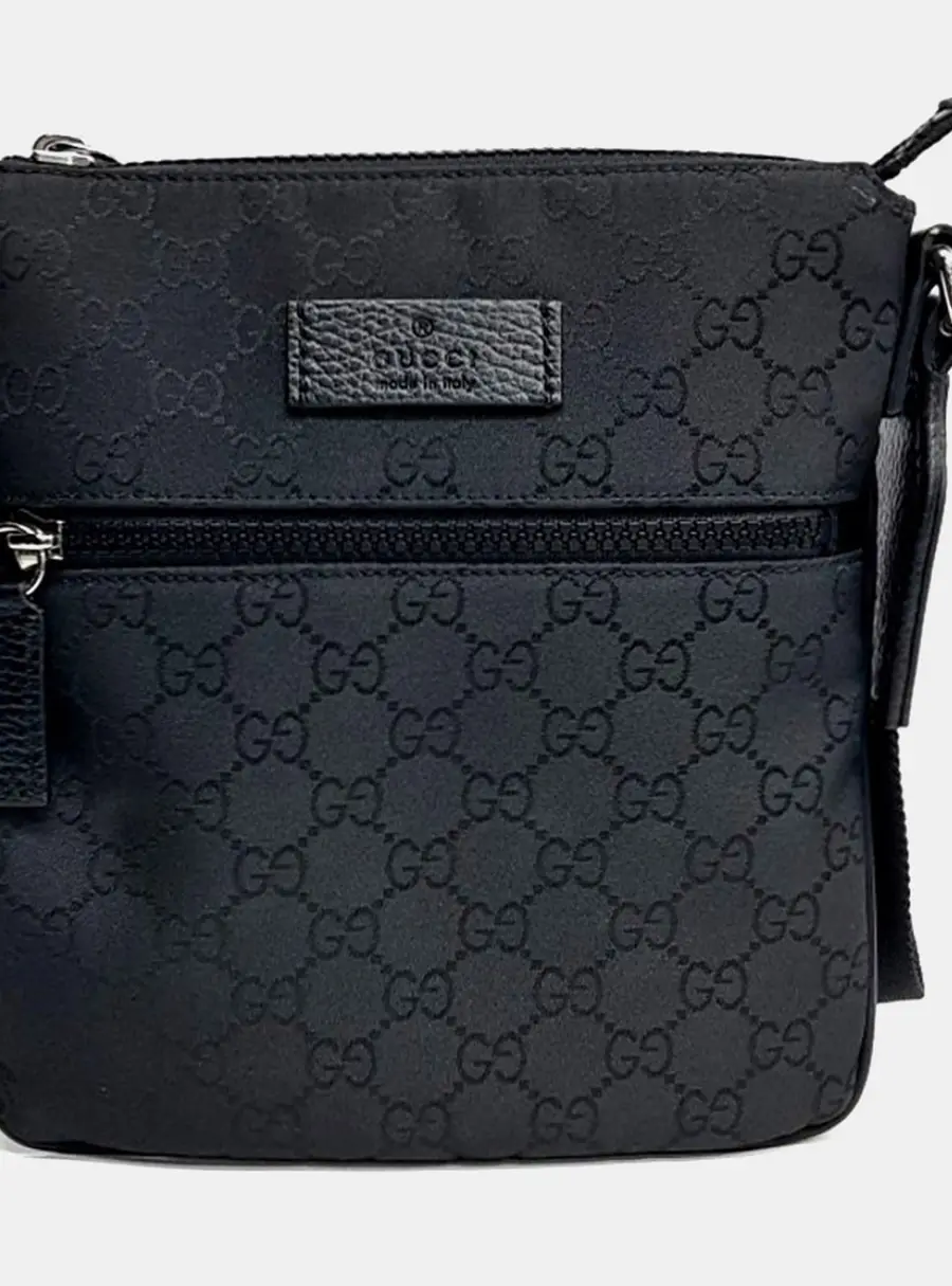 Gucci GG Black Canvas Messenger Bag (449183)