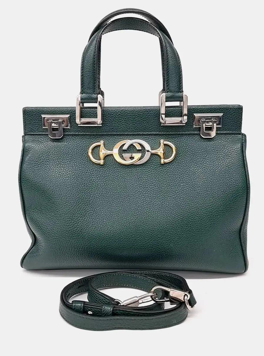 Gucci Zumi Green Leather Top Handle Bag Small (569712)