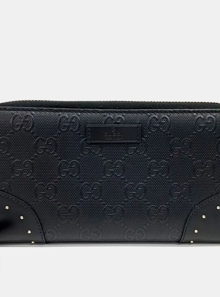 Gucci Black Leather long wallet