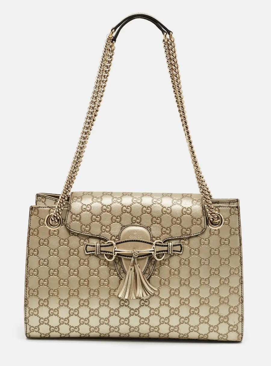 Gucci Emily Chain Large Gold Guccissima Leather Shoulder Bag