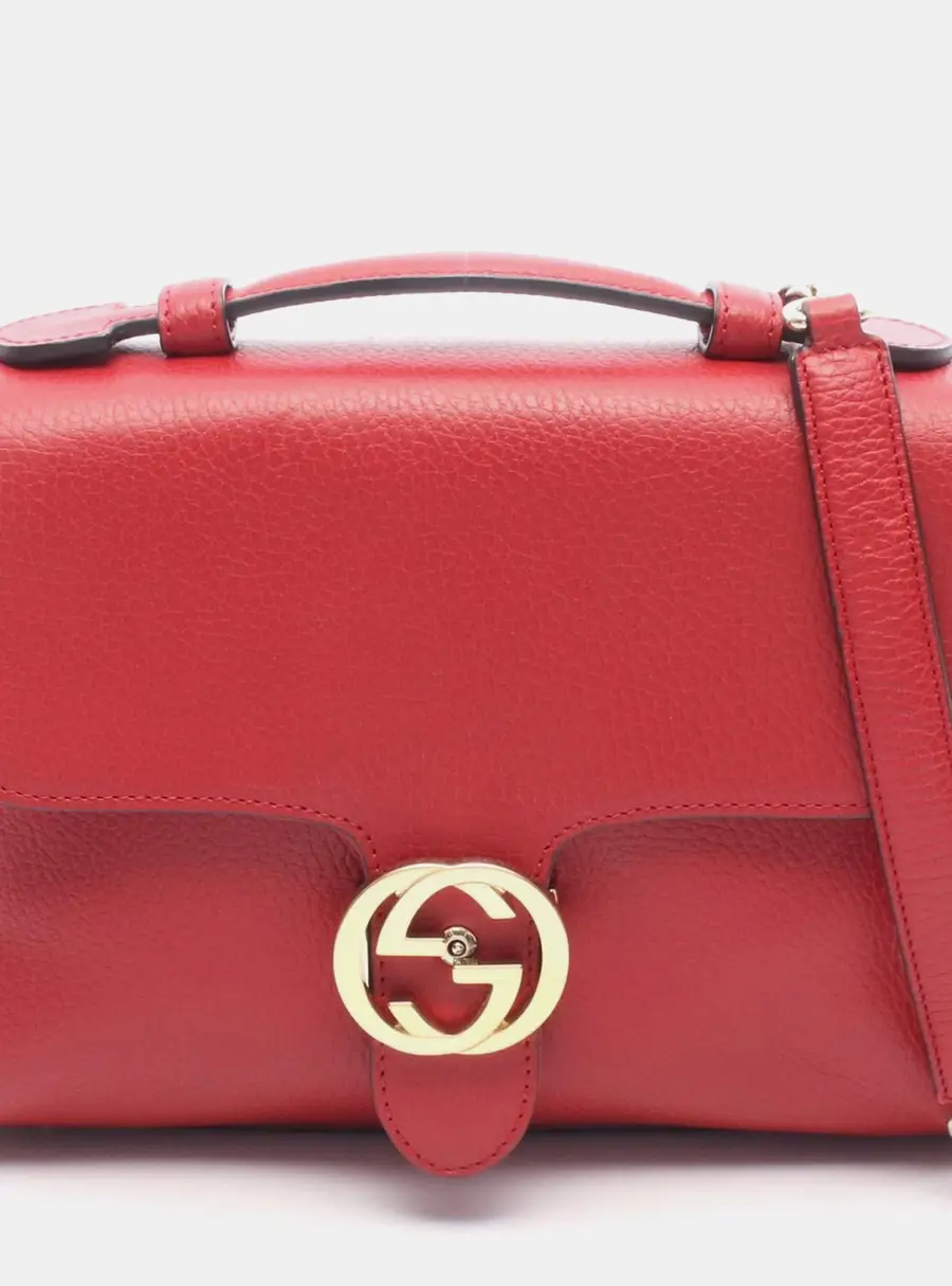 Gucci Dollar Red Leather Top Handle Bag