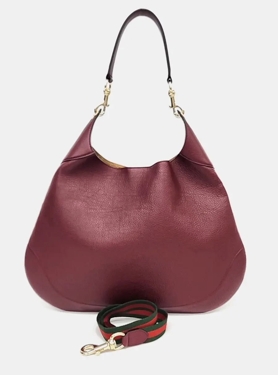 Gucci Burgundy Leather Gucci Medium Shoulder Bag (820169)