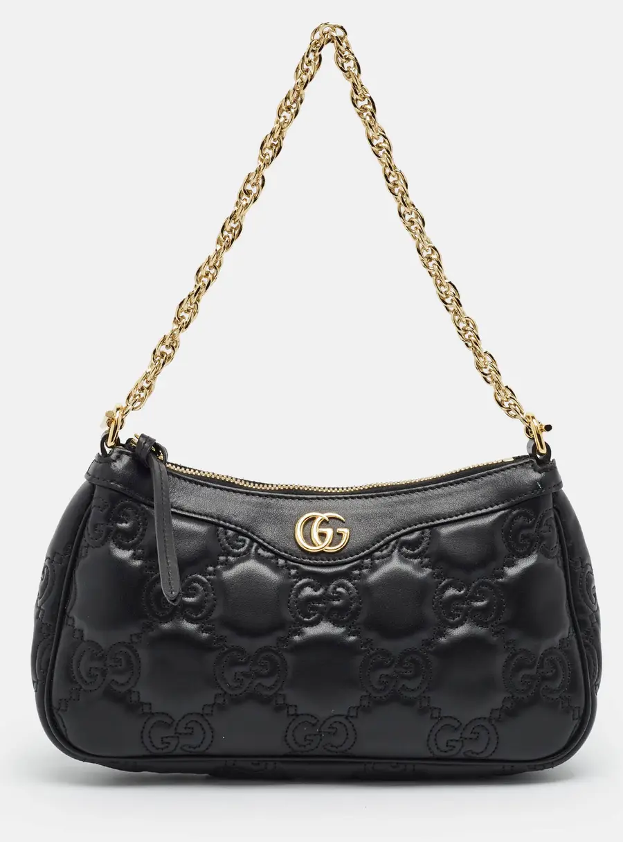 Gucci Black GG Puffer Leather Shoulder Bag