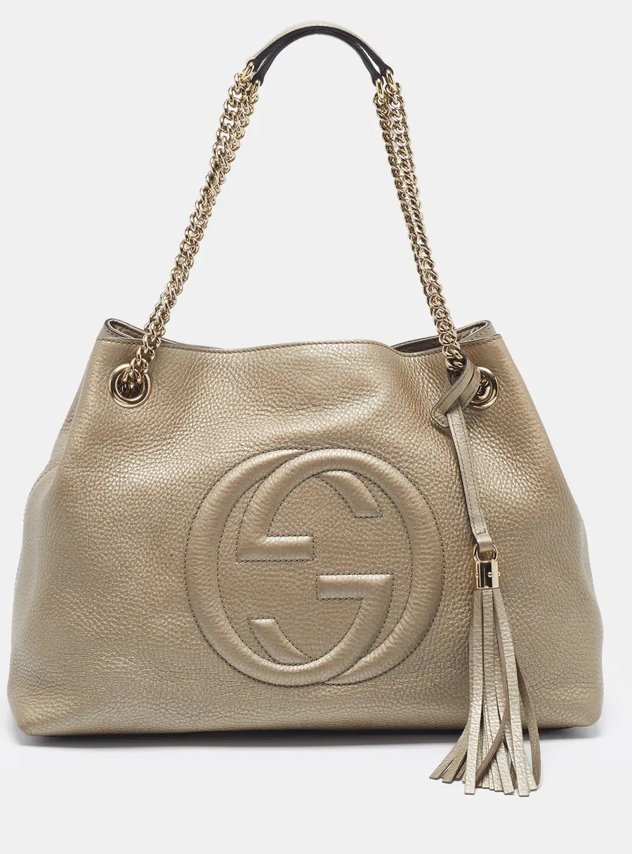 Gucci Soho Chain Medium Gold Leather Tote