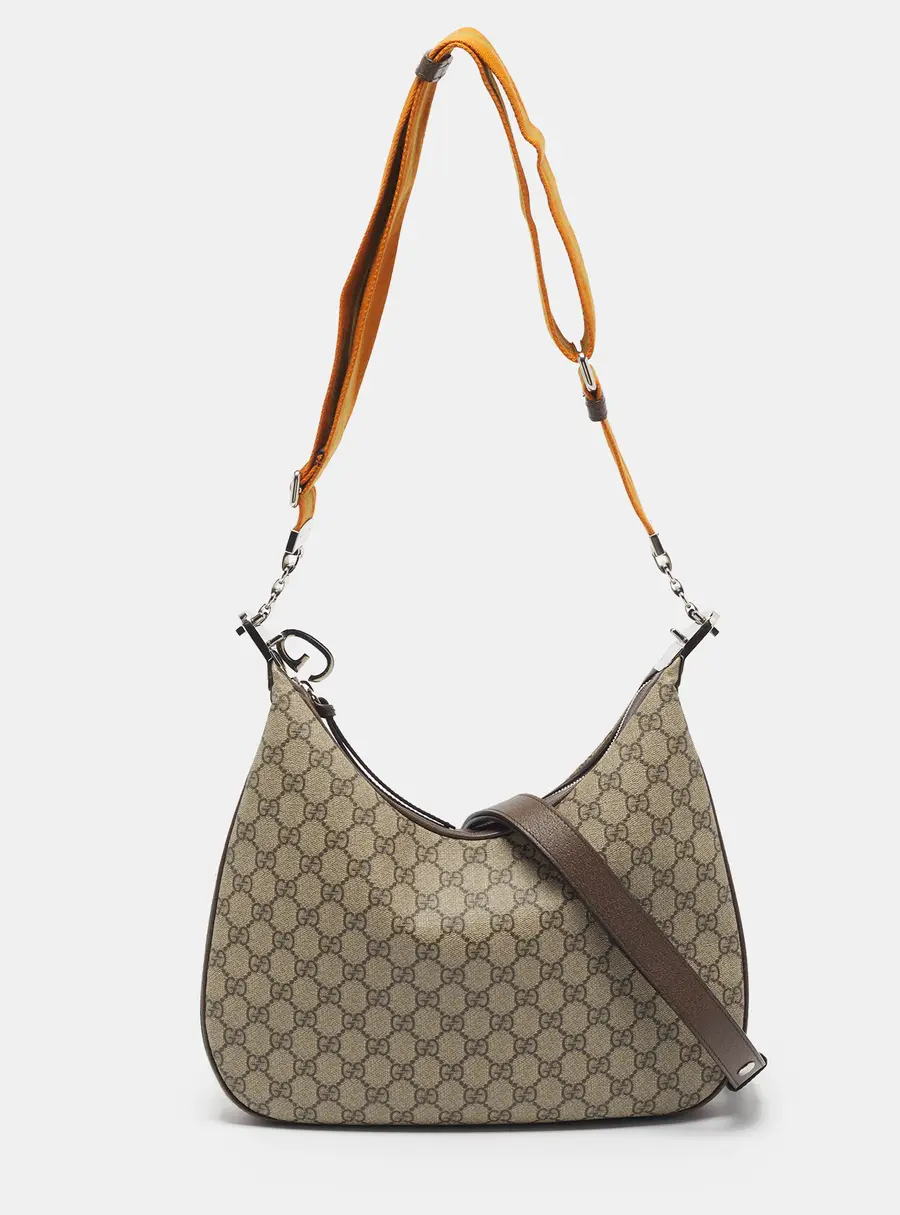 Gucci Attache Medium Beige/Brown GG Supreme Canvas Shoulder Bag