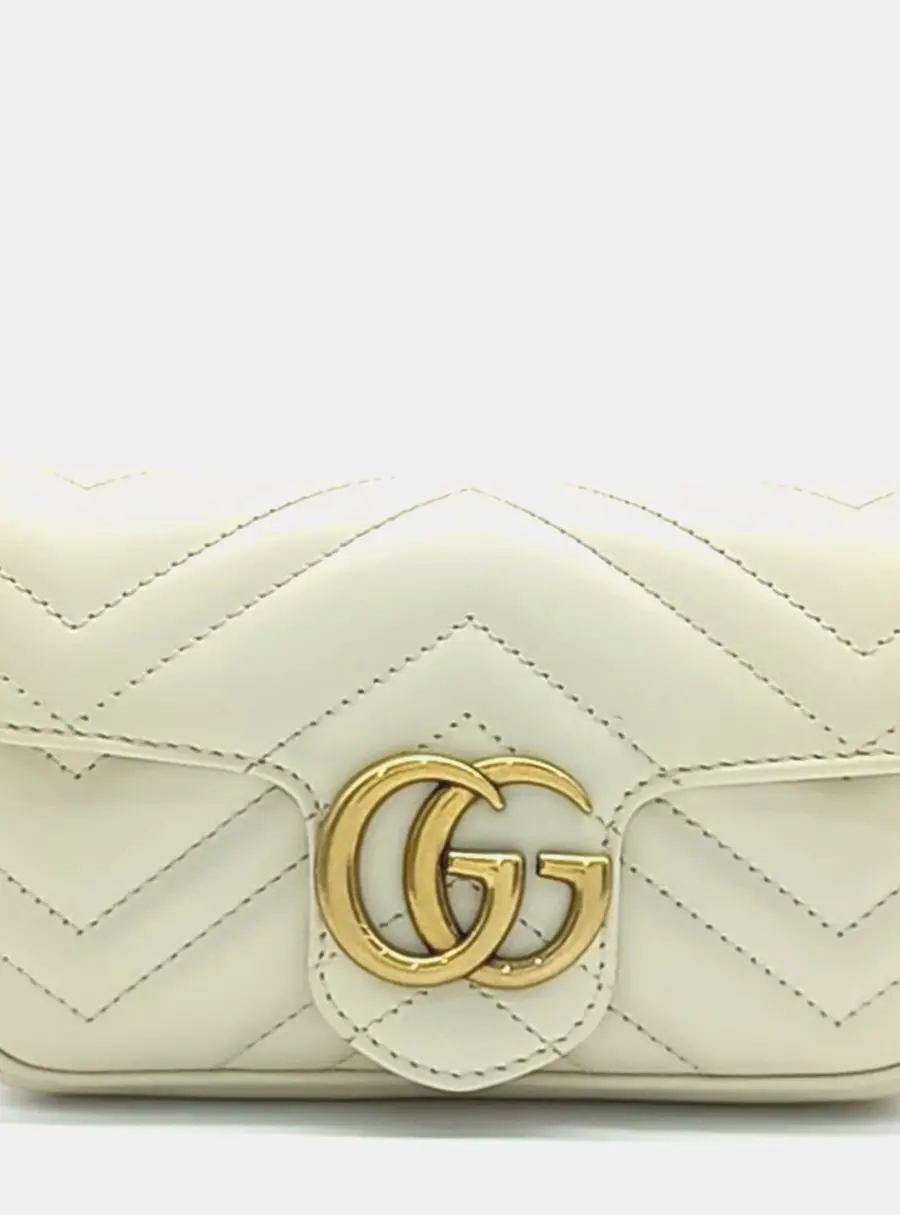 Gucci White Leather Matras&eacute; Super Mini Crossbody Bag