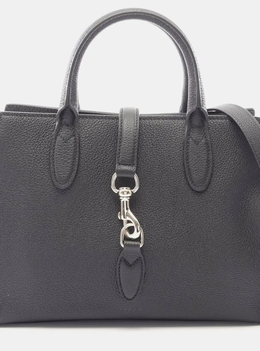 Gucci Jackie Medium Black Pebbled Leather Shoulder Tote Bag