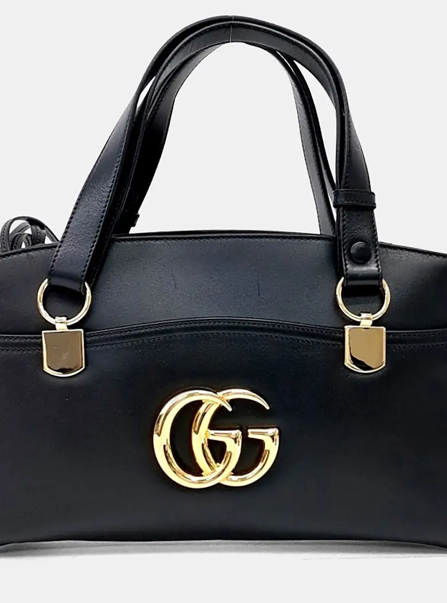 Gucci Black Leather Ali Tote Bag (550130)