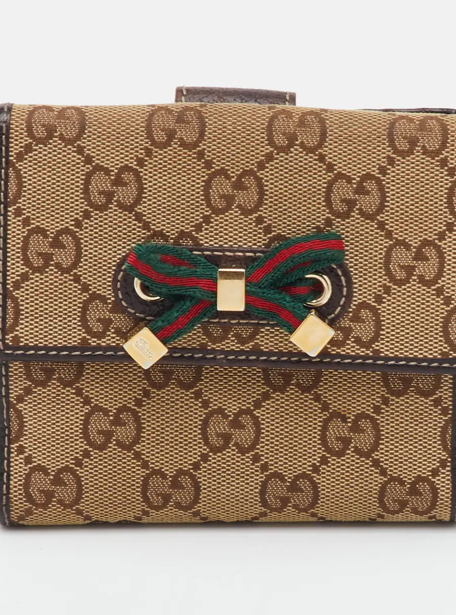 Gucci Princy Beige/Brown GG Canvas and Leather French Wallet