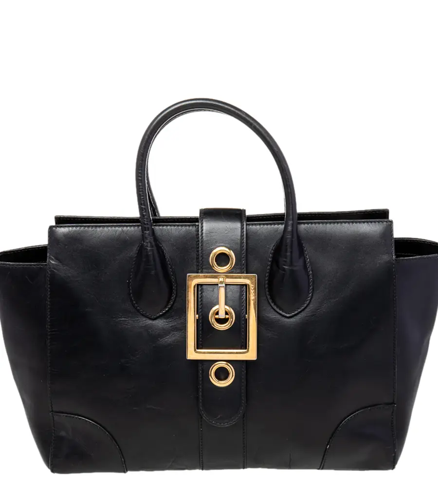 Gucci lady buckle Black Leather Tote Bag