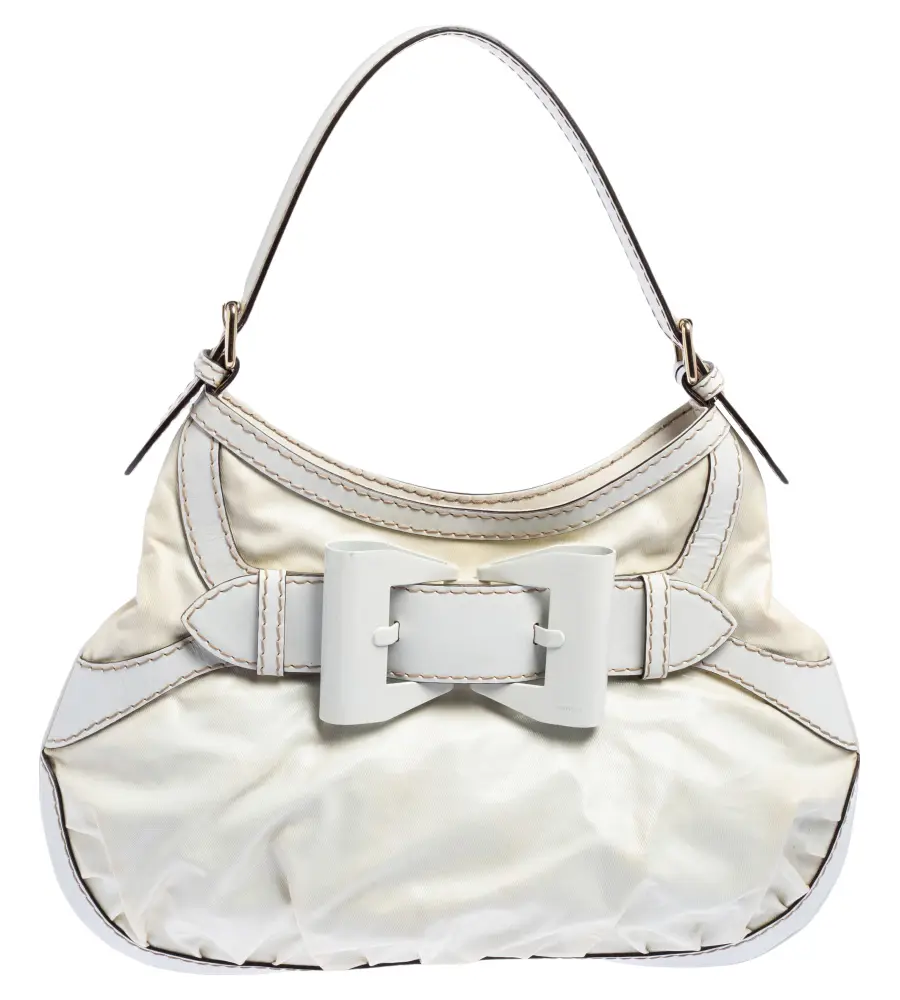Gucci White Coated Canvas and Leather Medium Queen Hobo