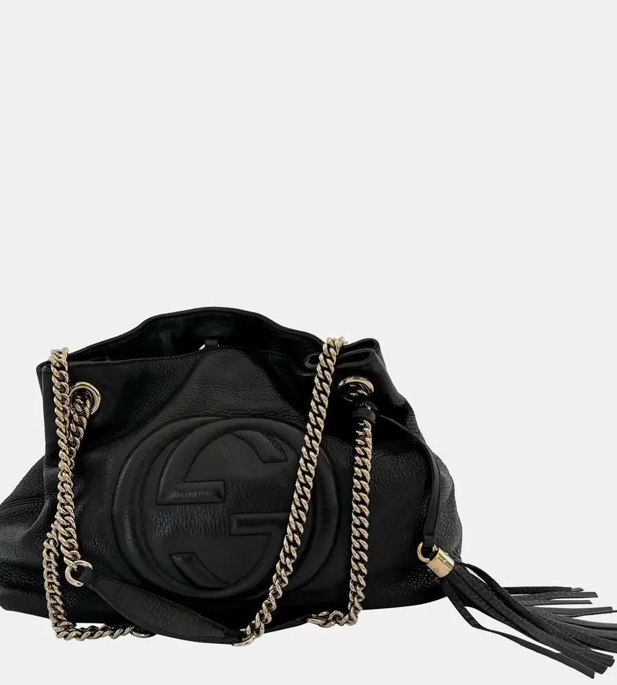 Gucci Black Pebbled Leather Medium Soho Chain Shoulder Bag