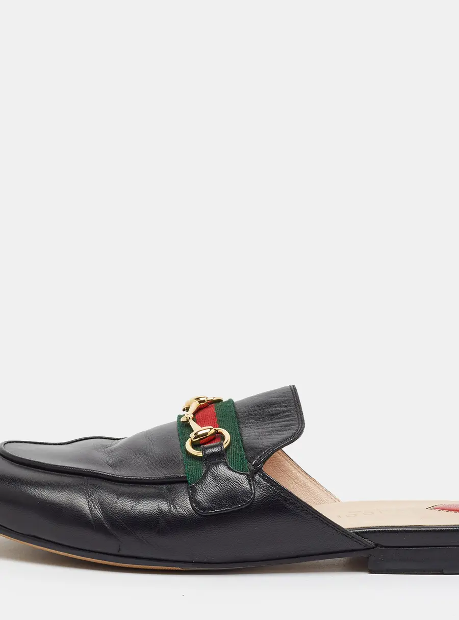Gucci Princetown Size 38 Black Leather Mules