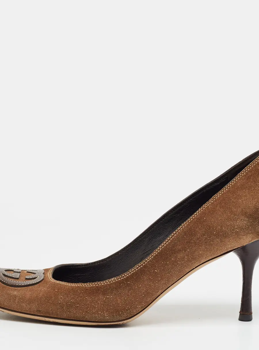 Gucci Interlocking G Size 42.5 Brown Suede Round Toe Pumps