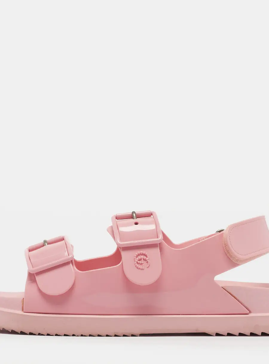 Gucci Mini Double G Size 41 Pink Rubber Slingback Flat Sandals