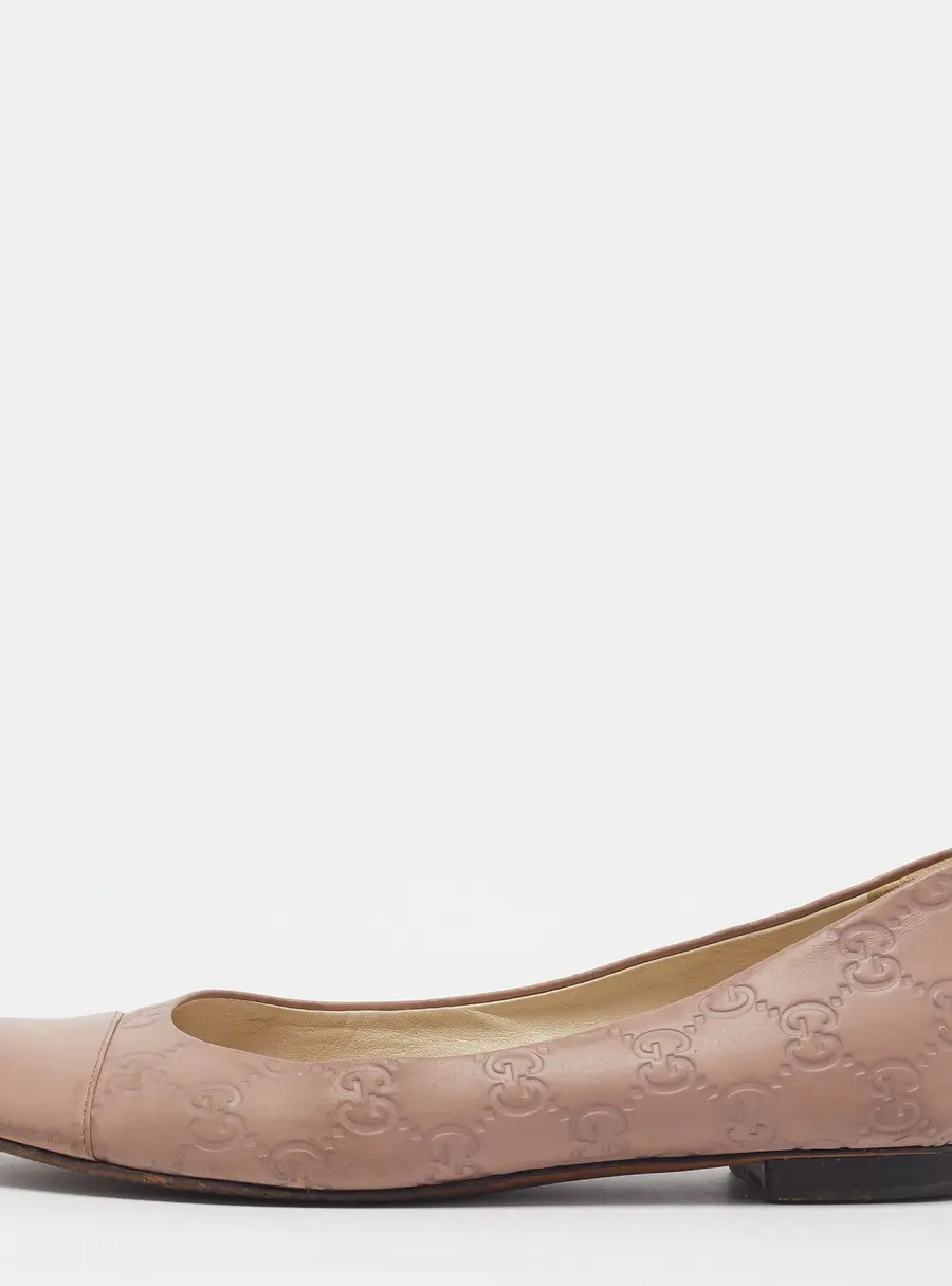 Gucci Guccissima Size 38 Beige Leather Ballet Flats