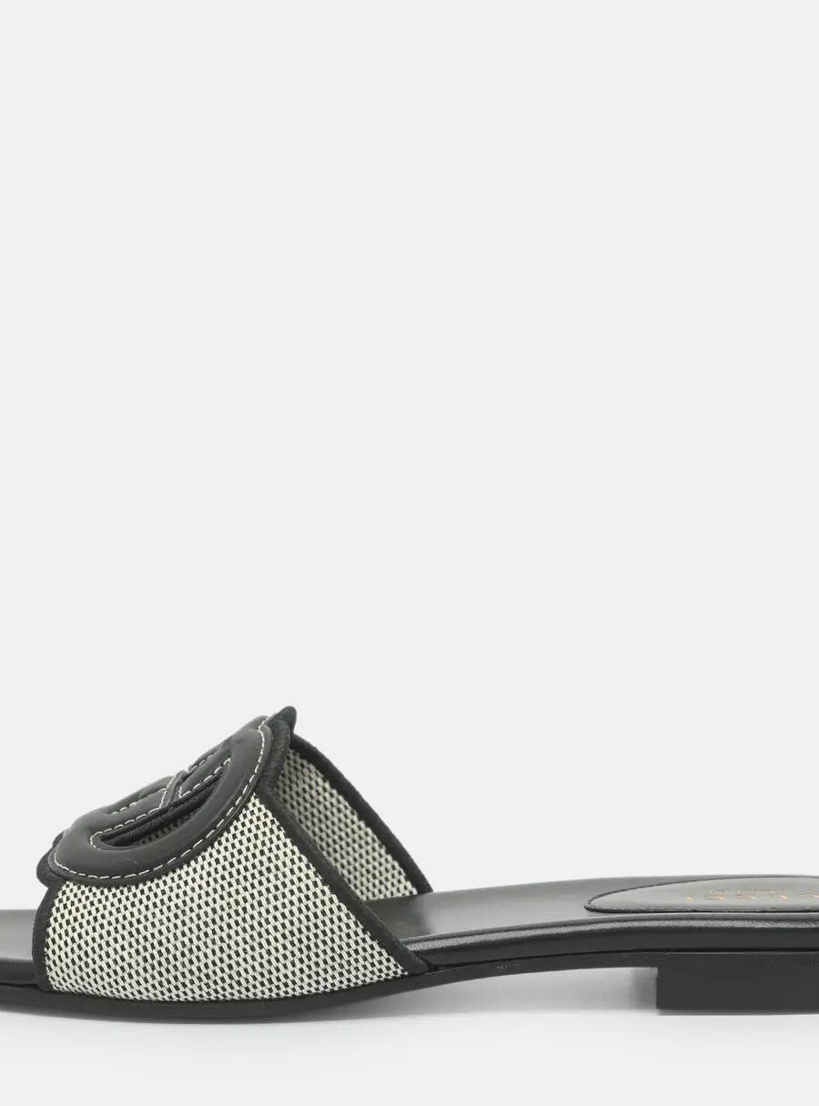 Gucci Interlocking GG Size 37 Black/White Canvas and Leather Flats