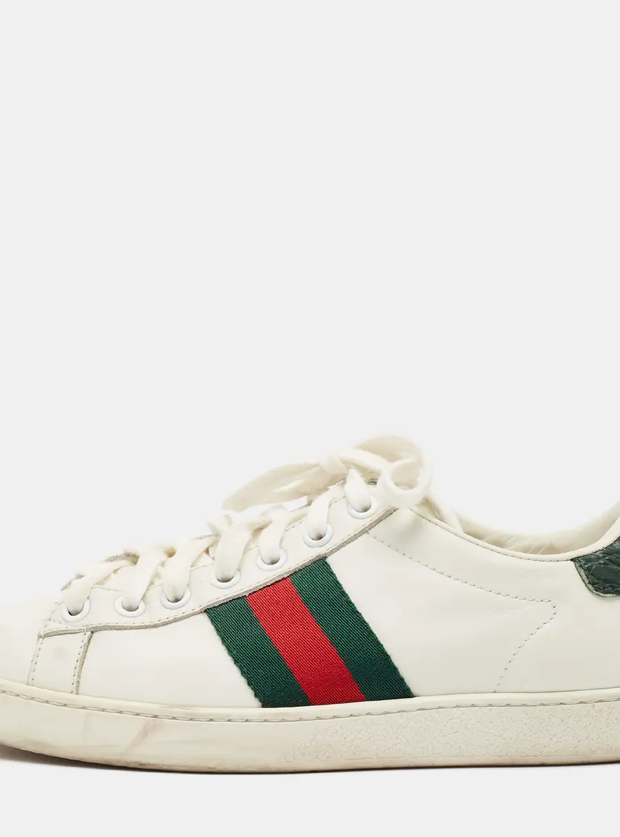 Gucci Ace Web Size 35 White Leather Low Top Sneakers